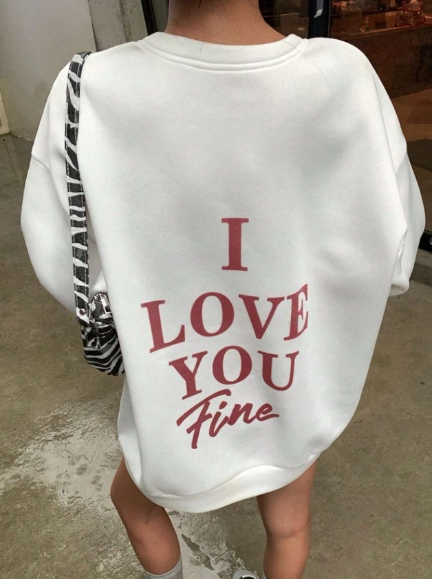 I LOVE YOU FINE 羊毛圓領印花運動衫 白色 女款