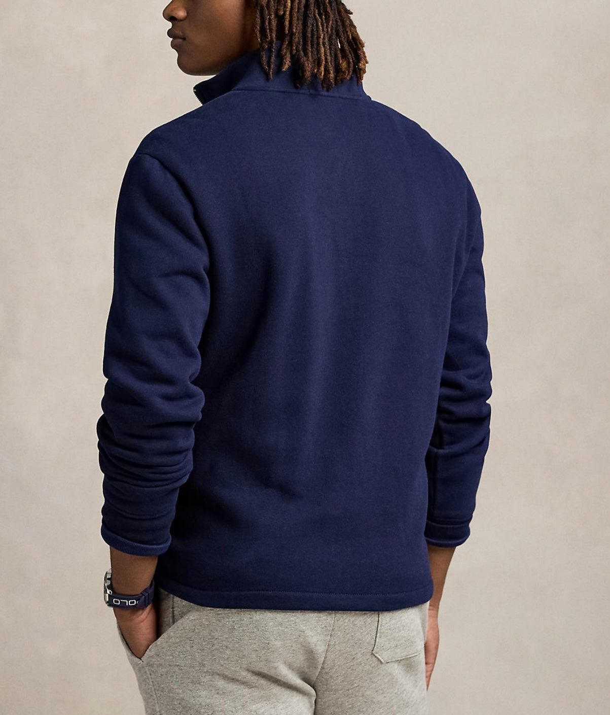 Polo Ralph Lauren 男款經典 Estate-Rib 四分之一拉鍊套頭毛衣 深藍 美國正品代購直運