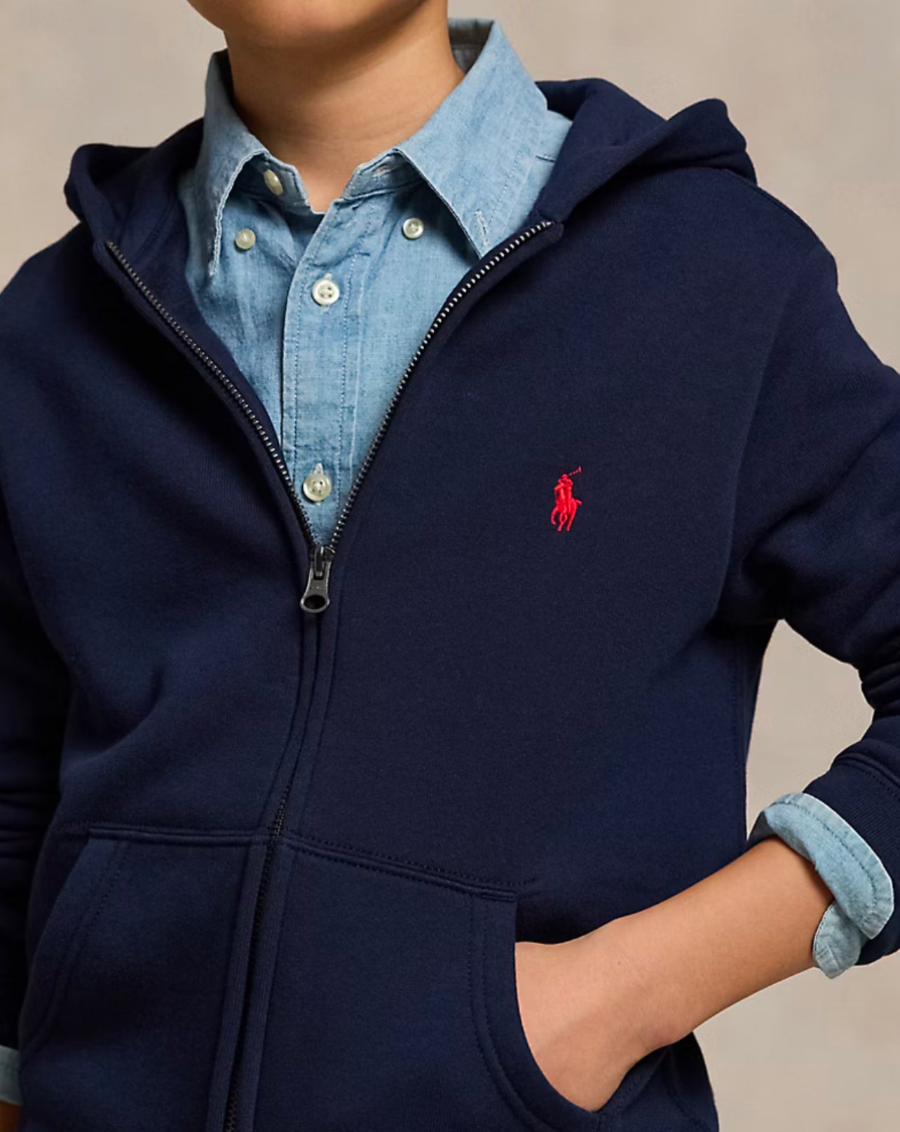 Polo Ralph Lauren 拉鍊連帽外套 深藍色 童裝
