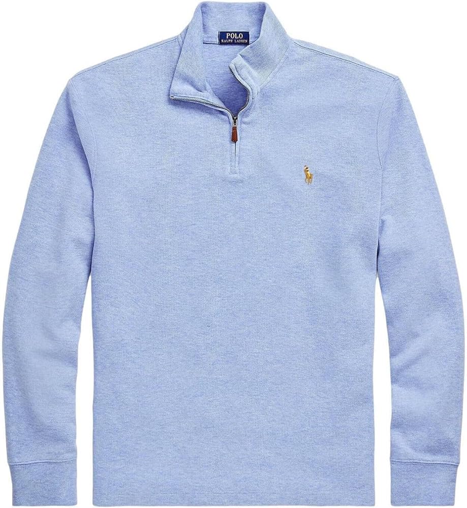 Polo Ralph Lauren 男款經典 Estate-Rib 四分之一拉鍊套頭毛衣 天空藍 美國正品代購直運