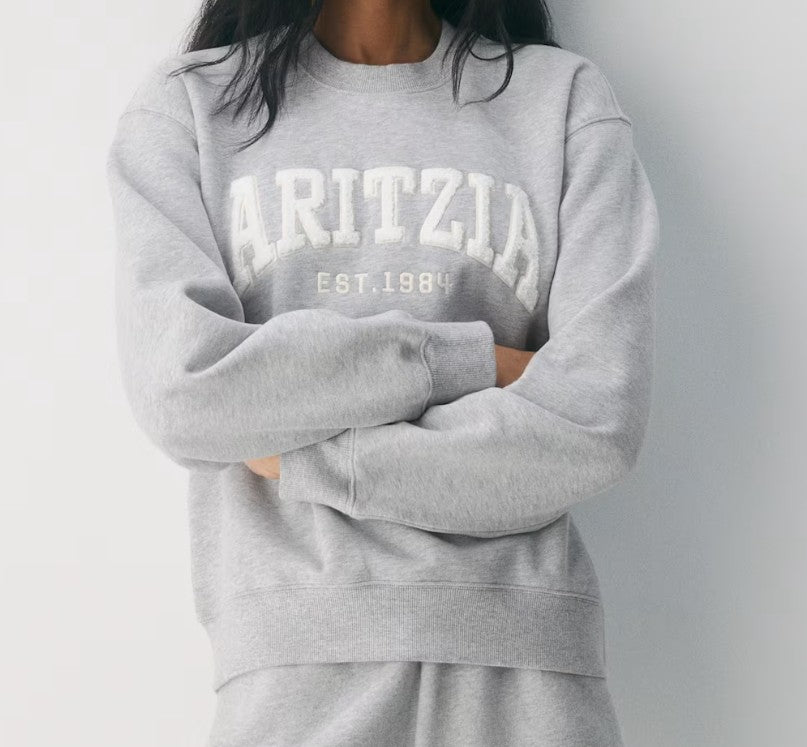 Aritzia 舒適絨毛完美圓領衛衣 淺灰 女款 美國直運