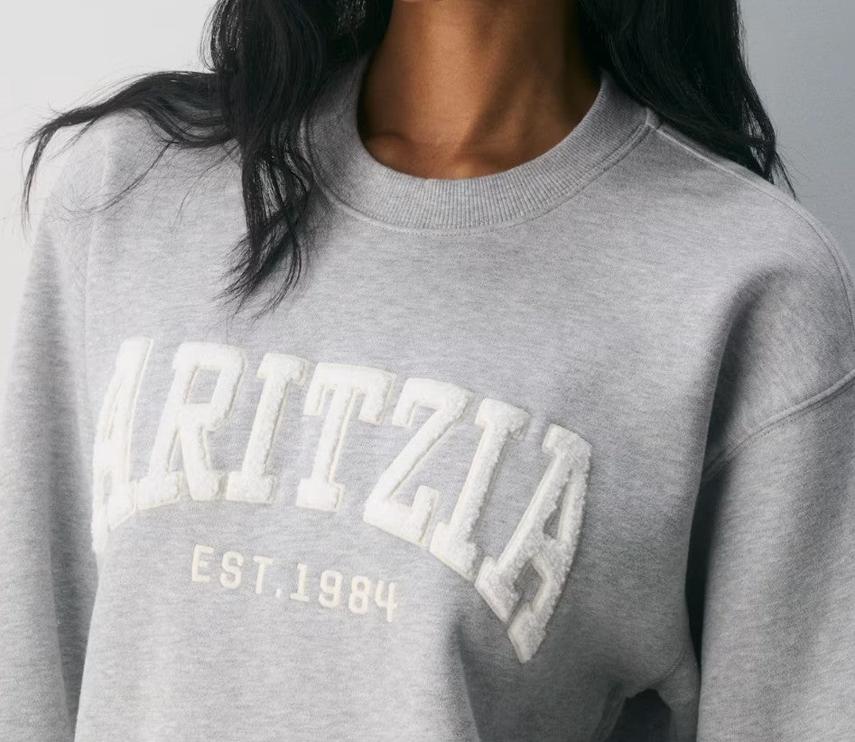 Aritzia 舒適絨毛完美圓領衛衣 淺灰 女款 美國直運